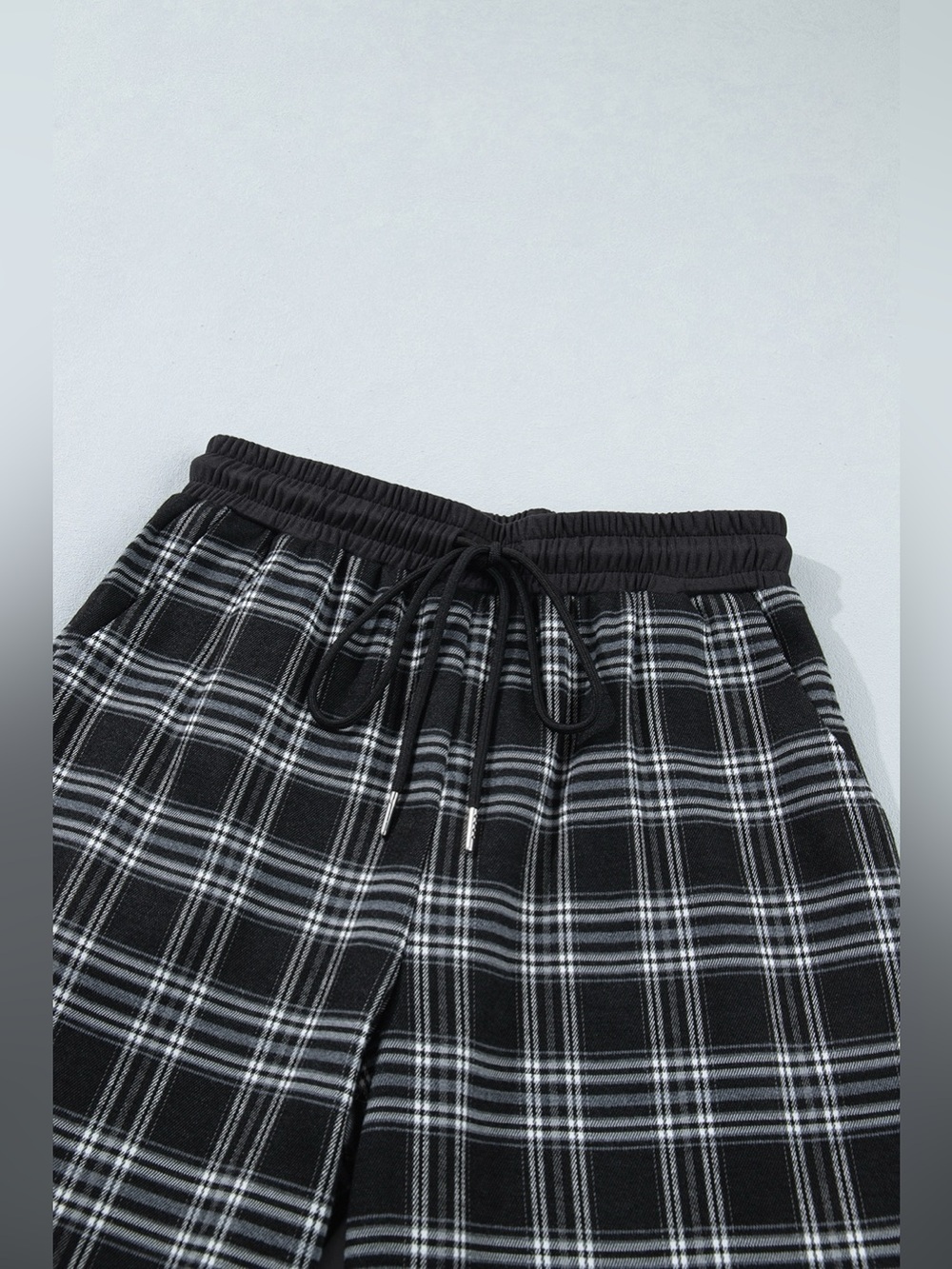 Plaid Wide-Leg Drawstring Pants - Picture 10 of 16